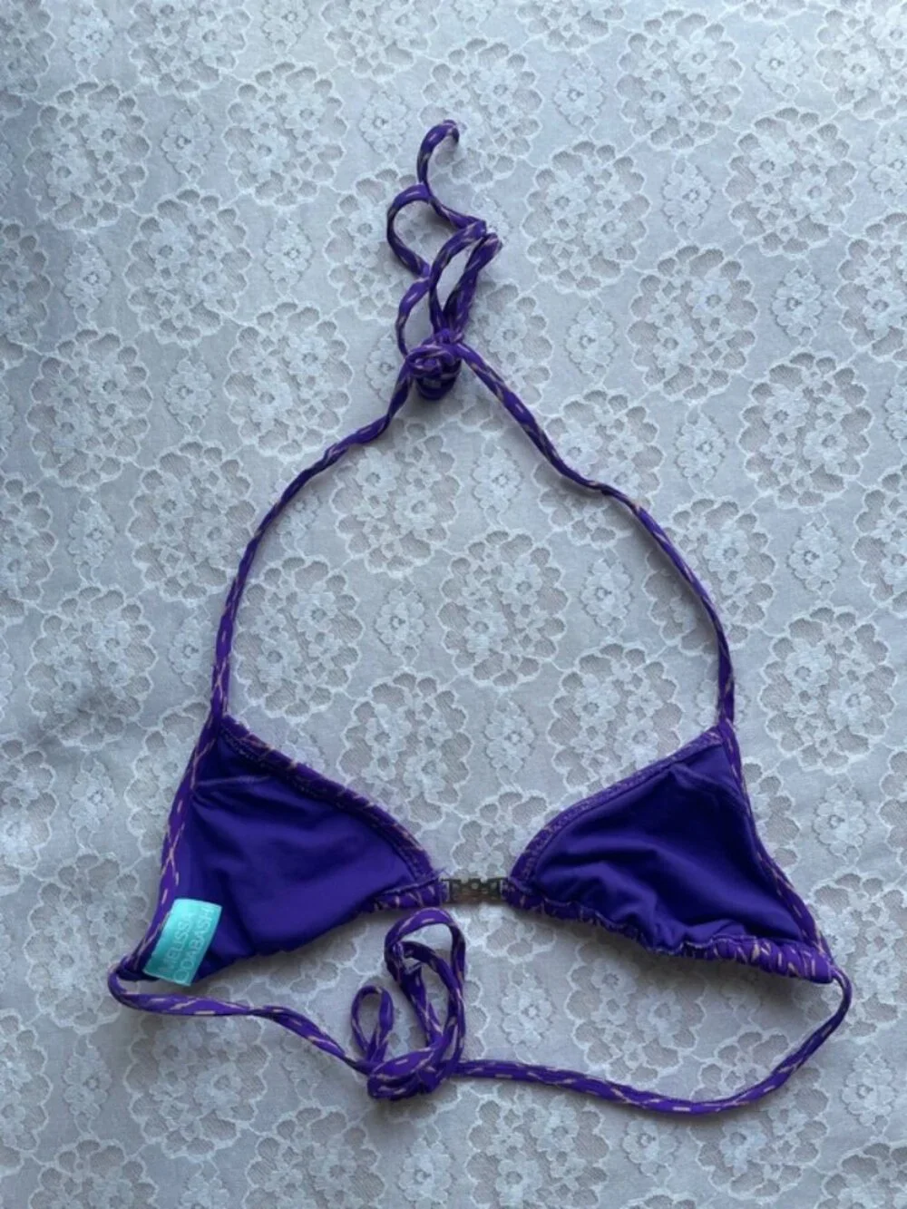 purple print bikini top